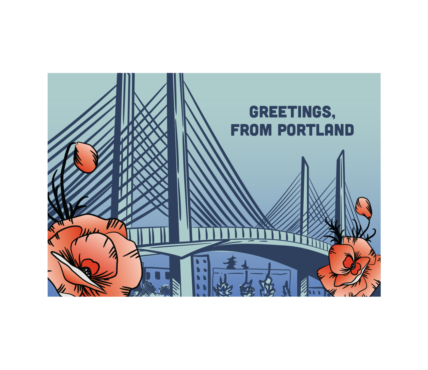 Greetings From Portland Post Card - Tilikum Bridge